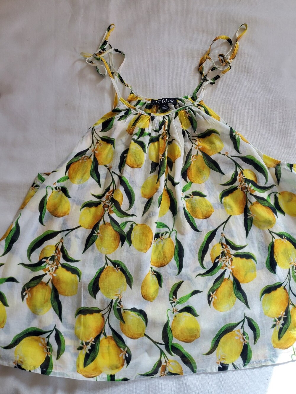 JCrew Tie-shoulder Tank Top In Limoncello Cotton Voile-size Medium